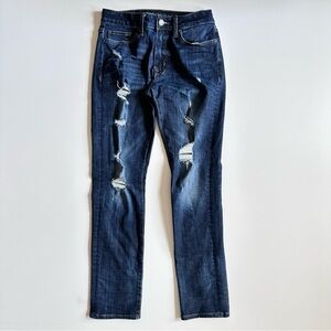 American Eagle Men's Destroyed Dark Blue Jeans Size 29x30
